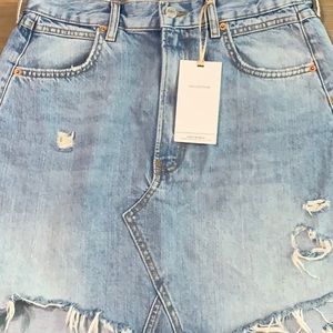ZARA ripped denim mini skirt